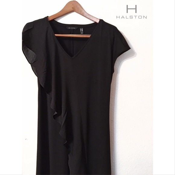 H by Halston asymmetric ruffle v neck dress nwot